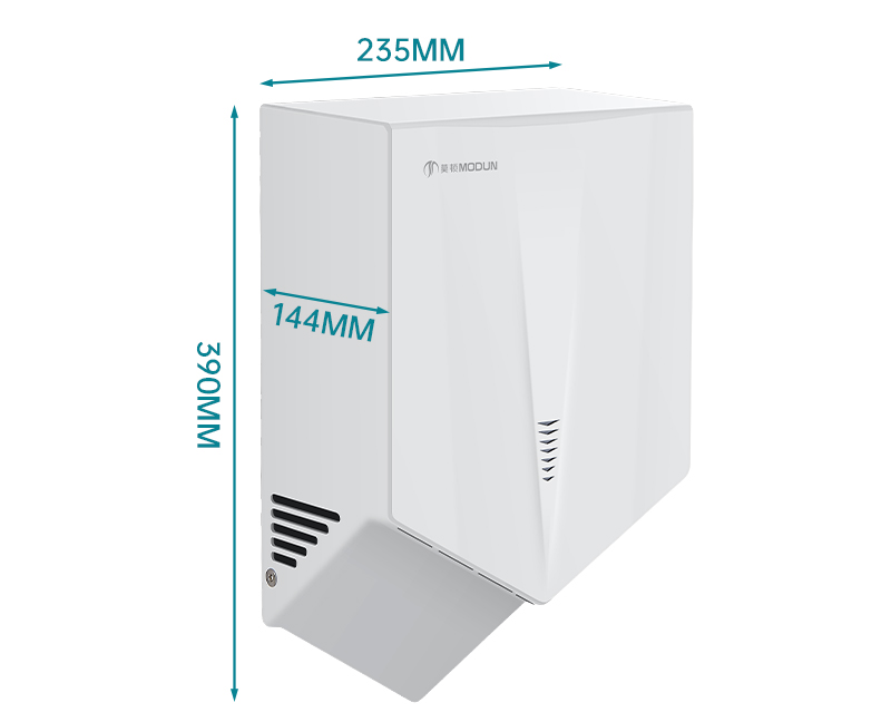 Sèche-mains automatique électrique mural Modun ABS noir en forme de V pour hôtels et ménages